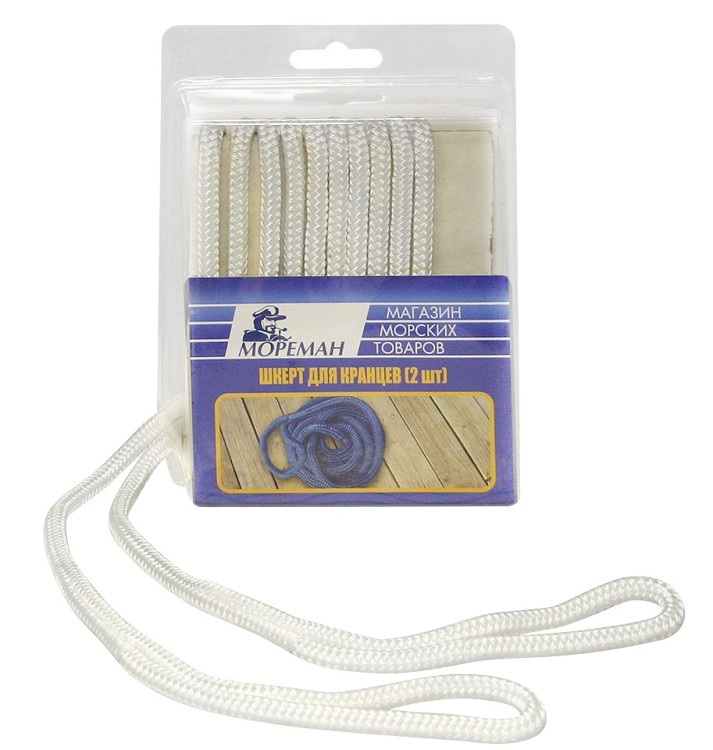 Плетеный шкерт для кранцев, 6,4 мм x 1,8 м, белый, арт. 10255215,          Мореман 