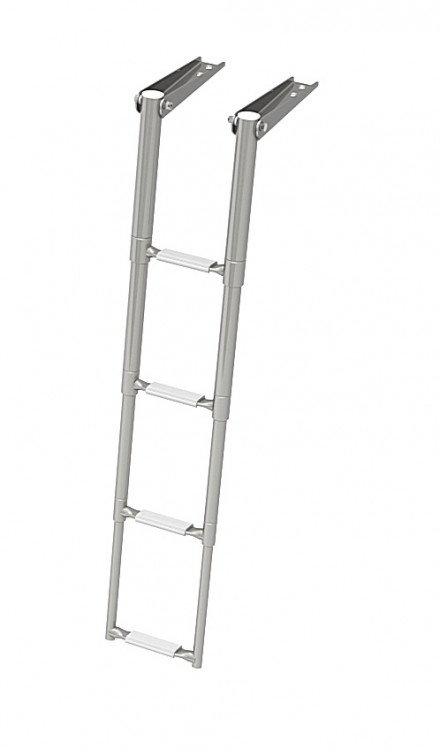 Трап телескопический складной узкий, 4 белых ступени (ширина 264 мм.), арт. 040162WT,          Техномарин 