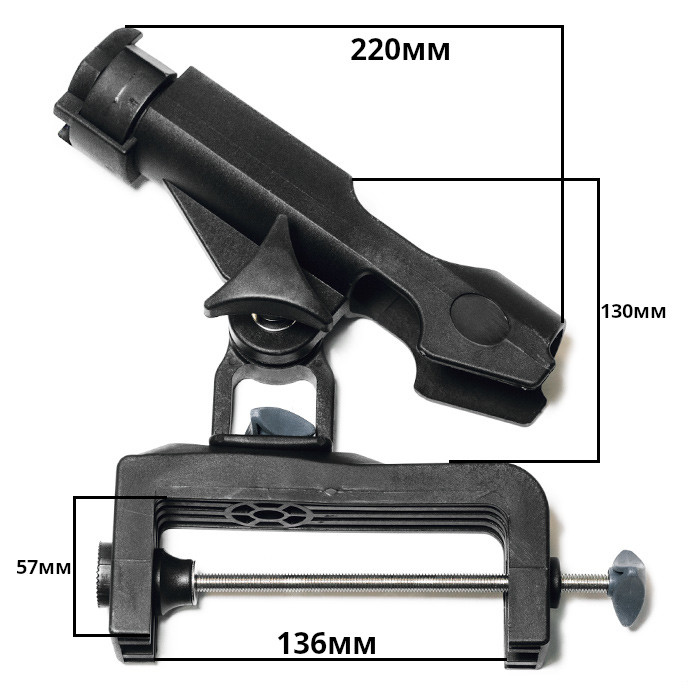 Держатель спиннинга SUNFINE поворотный на струбцине 10-120 мм, пластик, арт. SF30600,          SUNFINE MARINE 