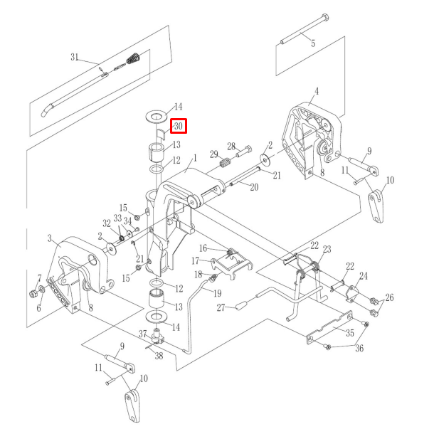 Пластина фиксации поворота мотора Tohatsu 9.8-18 (YUELANG), арт. 345-62441-0-K,          TAIZHOU YUELANG POWER TECHNOLOGY 