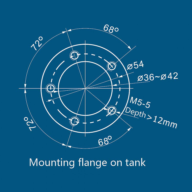 Датчик уровня воды или топлива, 10-190 Ом, фланец SAE 5 отверстий, 900mm, арт. 10252180,          Мореман 