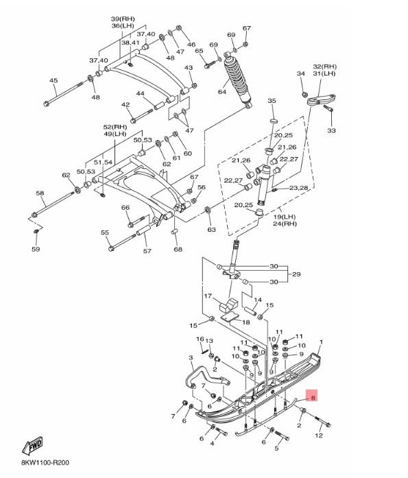 Конек лыжи Yamaha 8EN237310100, оригинал, арт. 8EN237310100,          YAMAHA 