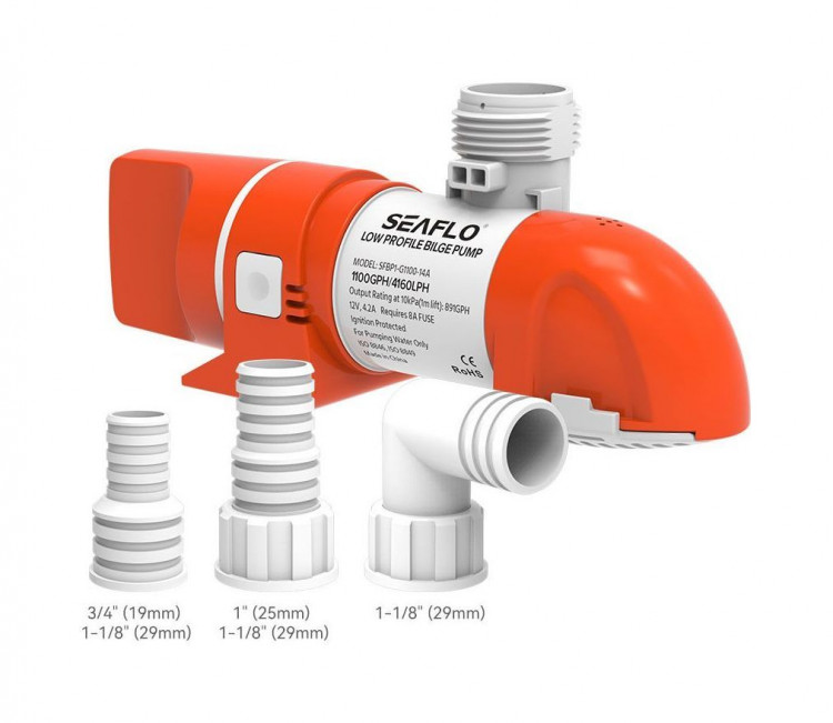Помпа осушительная автоматическая низкопрофильная, 24 В, 1100GPH (4163 л/ч), SeaFlo, арт. SFBP2G110014A,          SeaFlo 