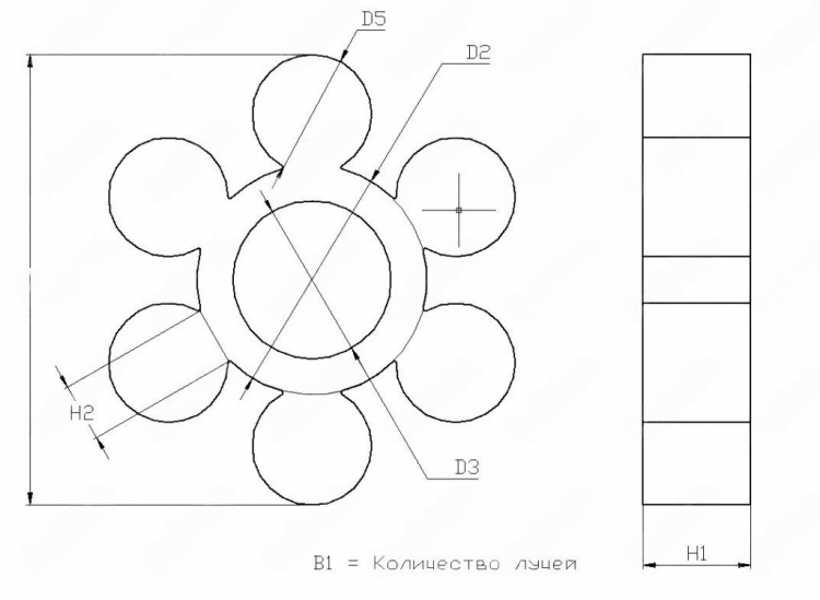 Вставка упругой муфты эластичная (звездочка) 255*150*45 , M80/зеленый, с отверстием, 10 лучей круглой формы, арт. 33-01-1348-poly,          Полиуретан 