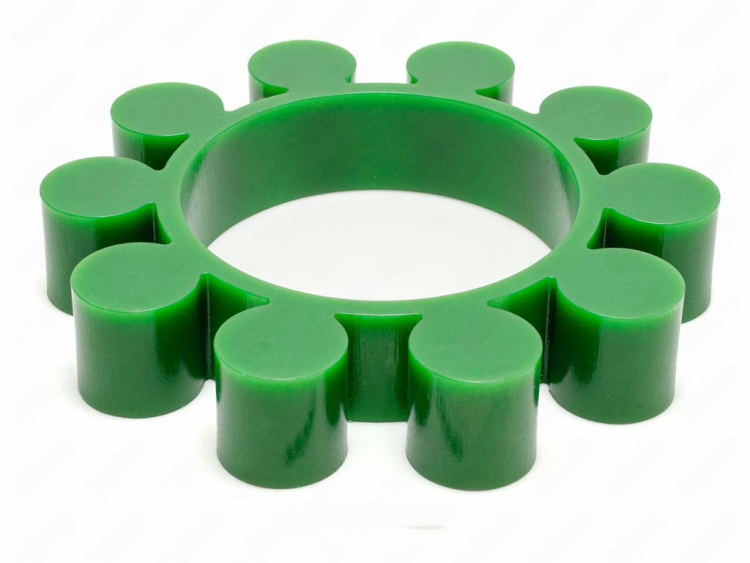 Вставка упругой муфты эластичная (звездочка) 255*150*45 , M80/зеленый, с отверстием, 10 лучей круглой формы, арт. 33-01-1348-poly,          Полиуретан 