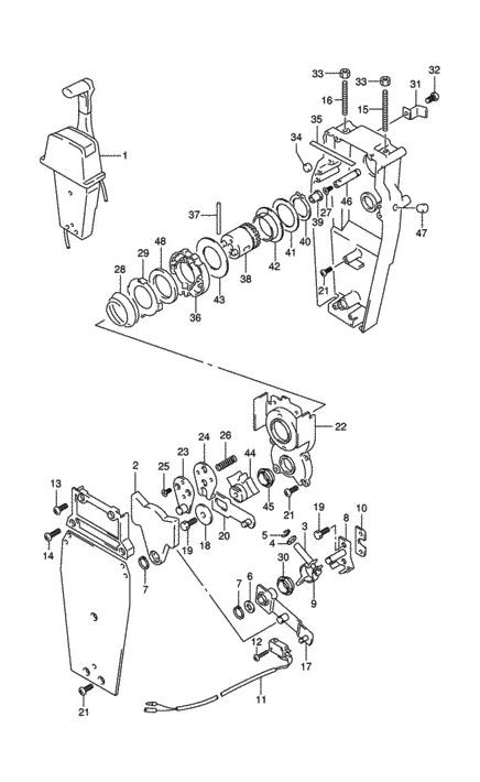 Дистанционное управление Suzuki DF 25-250, постовая, врезная, 67200-93J13, арт. 6720093J13MR,          Marine Rocket 