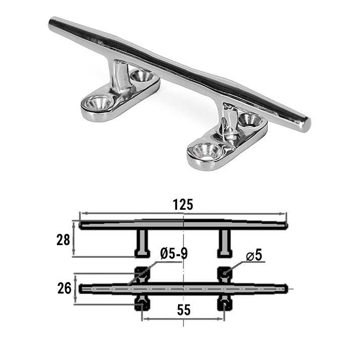 Утка швартовая сталь 127мм, арт. 0622-0105,          CIM 