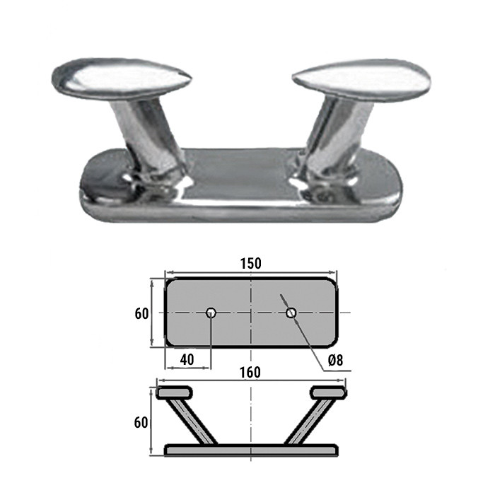 Кнехт двойной 160х60мм AISI316, арт. 0601-0106,          CIM 