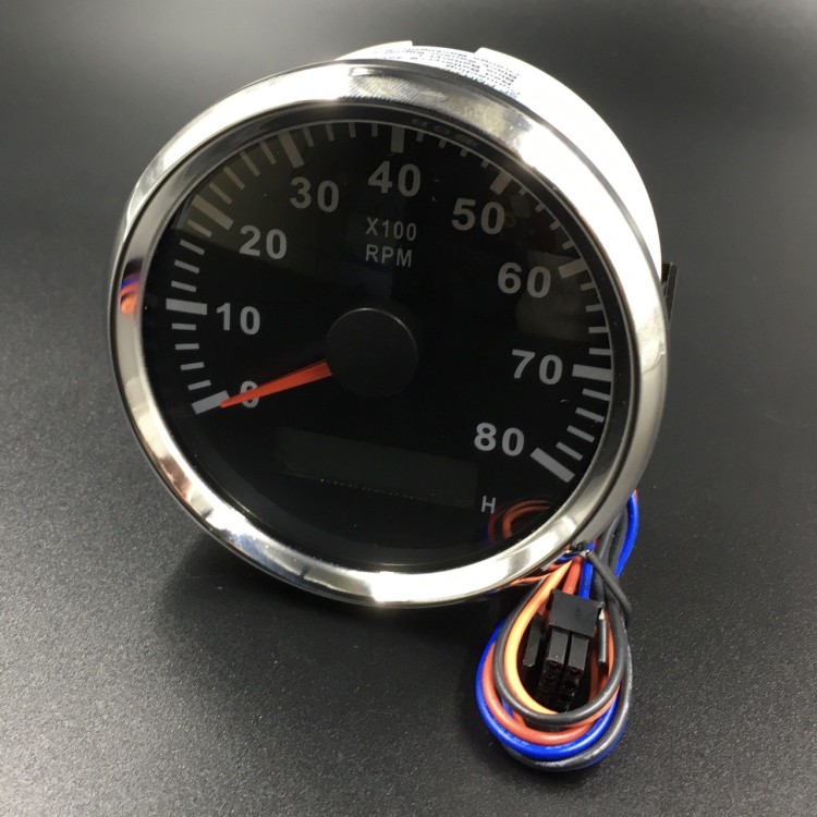 Тахометр 0-8000 об/мин (черный, хромированный ободок), арт. 900-00019,          РРЦ РАЗНОЕ 