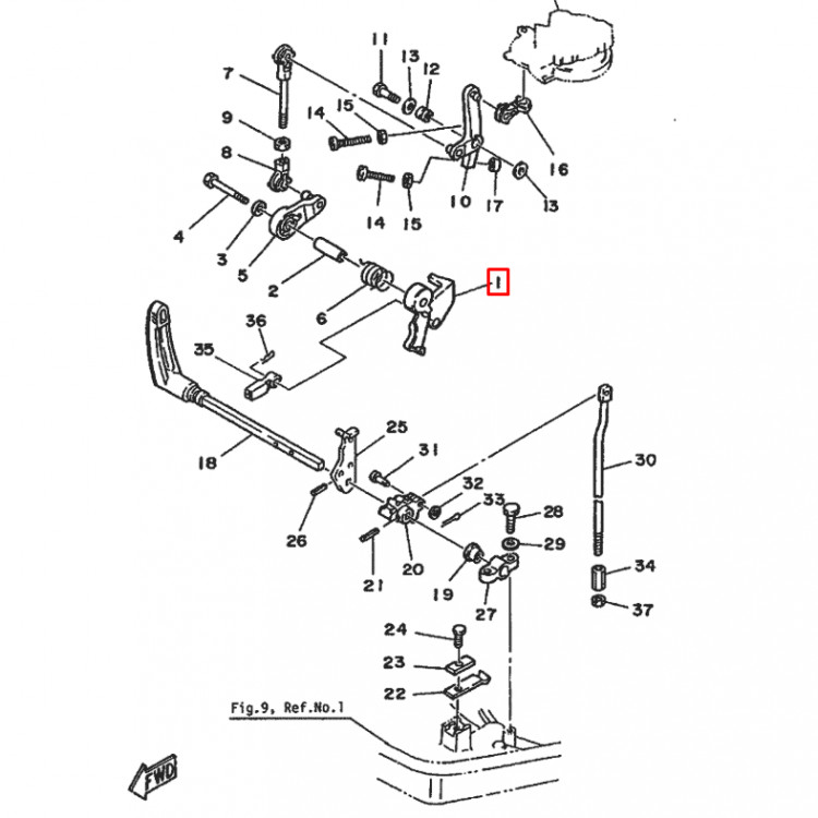 Рычаг дросселя Yamaha 40-50 (6H4-41213-12), арт. 6h4-41213-12,          Nano Protech 