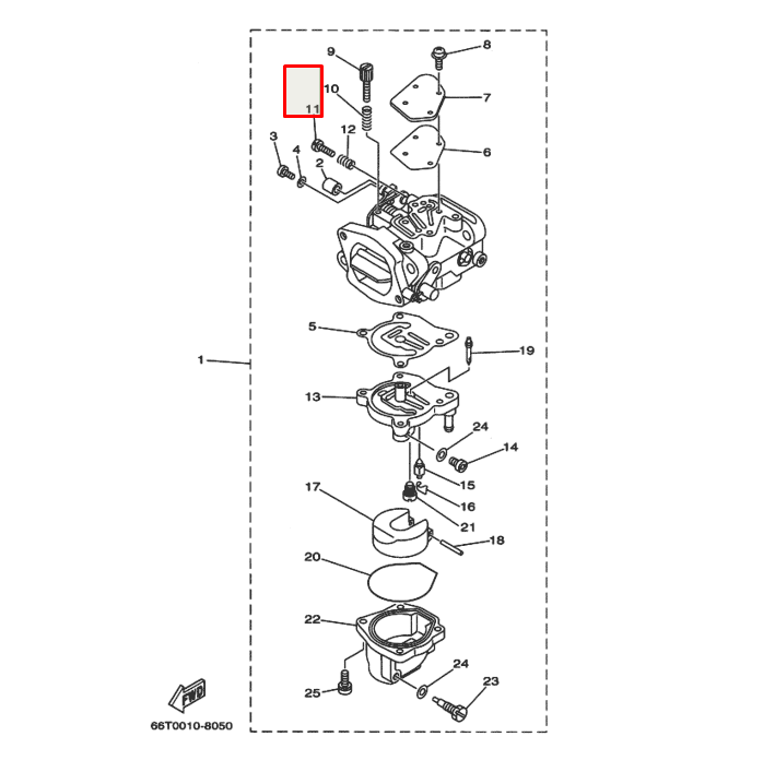 Винт регулировочный подачи воздуха Yamaha 40X;115-250 (PREMARIN), арт. 6E5-14323-03-K,          PREMARINE 