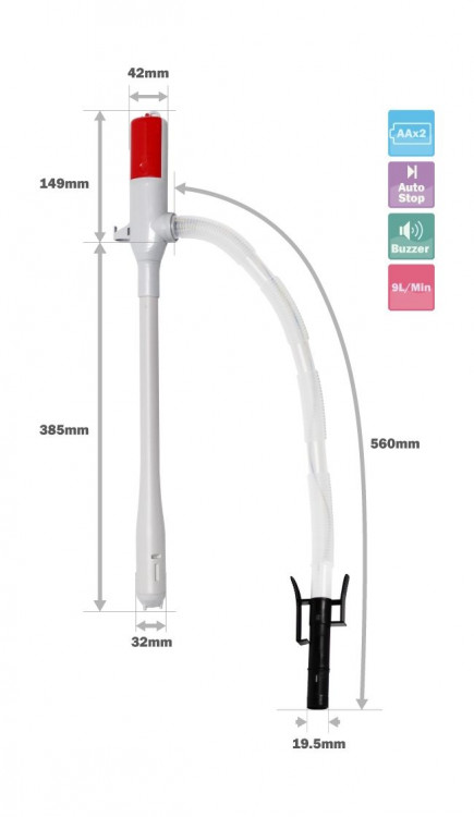 Насос электрический для перекачки топлива на батарейках (встроенный зуммер/автоотключение), арт. DP-03-2,          Dukshin  Насос электрический для перекачки топлива на батарейках (встроенный зуммер/автоотключение), арт. DP-03-2,          Dukshin