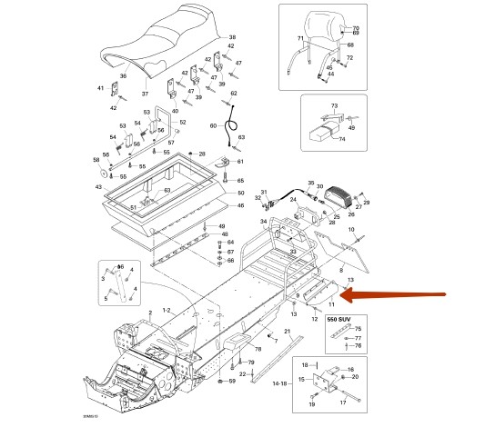 Брызговик снегохода боковой левый BRP, 5142828, M5142828, арт. 50-19-0061,          Полиуретан  Брызговик снегохода боковой левый BRP, 5142828, M5142828, арт. 50-19-0061,          Полиуретан