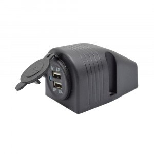 Разъем USB Skipper 5В 3.1А для крепления на приборную панель, чёрный, SK-DS2323-ts