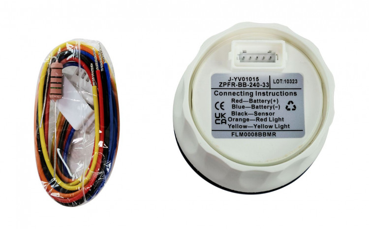 Указатель уровня топлива 240-33 Ом (US), черный циферблат, черный ободок, д. 52 мм, арт. FLM0008BBMR,          MARINE ROCKET 