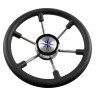 Рулевое колесо LEADER PLAST черный обод серебряные спицы д. 330 мм 