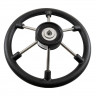 Рулевое колесо LEADER PLAST черный обод серебряные спицы д. 330 мм 