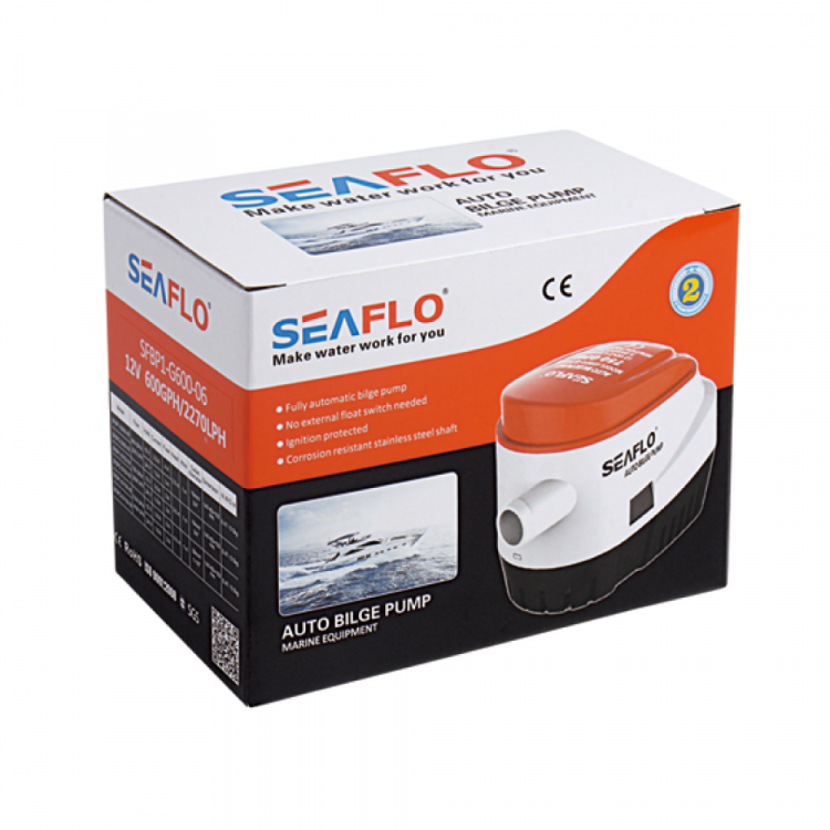 Помпа водооткачивающая автоматическая SeaFlo трюмная, 12V 600 галлон/час, патрубок 19 мм, арт. SFBP1-G600-06-ts,          SeaFlo  Помпа водооткачивающая автоматическая SeaFlo трюмная, 12V 600 галлон/час, патрубок 19 мм, арт. SFBP1-G600-06-ts,          SeaFlo