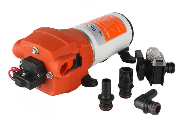 Четырехкамерный мембранный насос 41 SERIES 17 л/мин, 24В (Быстросъемные фитинги), арт. SFDP2-045-040-41,          SeaFlo 