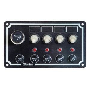 Панель выключателей, 4 тумблера с колпачками, плавк. предохр, прикуриватель, серебристая, алюм