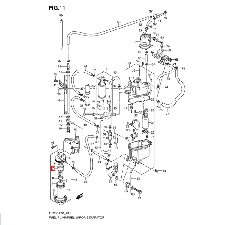 Фильтр топливный Suzuki DF200-300 (вставка сменная) (Osaka), арт. 15412-93J00-TW,          OSAKA 