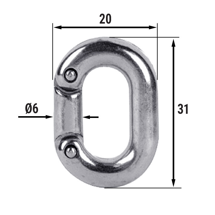 Звено ремонтное для цепи  6мм, нерж. сталь AISI316, арт. 1705-0106,          CIM 
