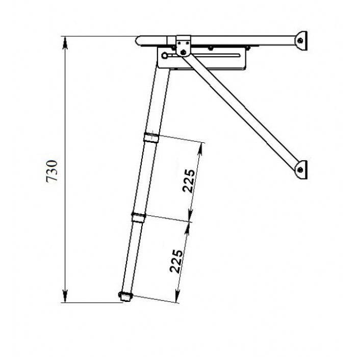 Платформа кормовая с трапом 3 ступени белые, арт. 040203WT,          Техномарин 