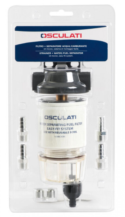 Фильтр топливный 10 мк с креплением и водосборником, Osculati, арт. 17-661-33,          Osculati  Фильтр топливный 10 мк с креплением и водосборником, Osculati, арт. 17-661-33,          Osculati