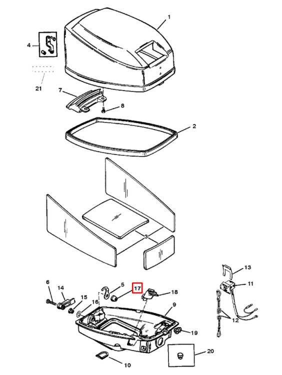 Втулка пластиковая в поддон MERCURY 6-15 (Quicksilver), арт. 11394,          MERCURY 