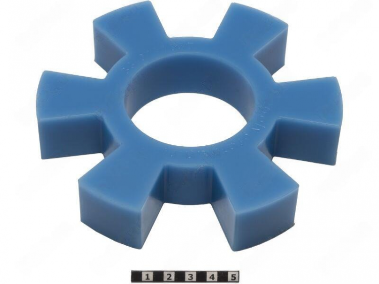 Вставка упругой муфты эластичная (звездочка) 153*65*29 , M87/синий , с отверстием, 6 лучей трапециевидной формы , 33-01-1037-poly , арт. 33-01-1037-poly,          Полиуретан 