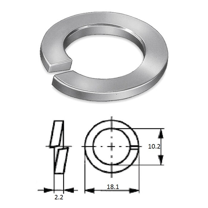 Шайба пружинная (гровер) M10 нерж.A2 (100 шт), арт. D127B-A2 M10,          ZONBIX 
