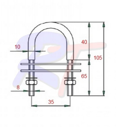 Рым-болт с двойной планкой  8х100мм, RTG-UBT8-100, арт. RTG-UBT8-100,          Rivertec 