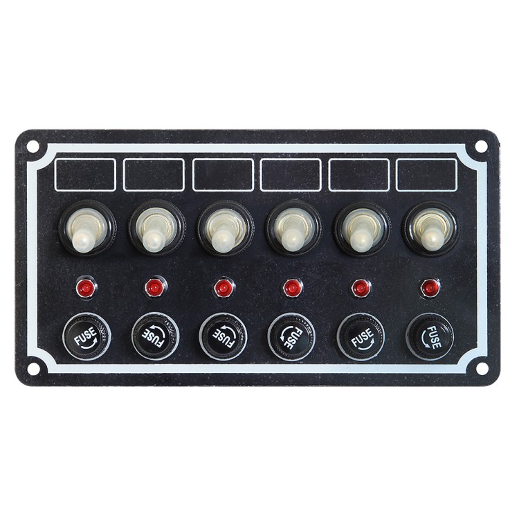 Панель выключателей, 6 тумблеров с колпачками, плавк. предохр, серебристая, арт. 10247864,          TMC 