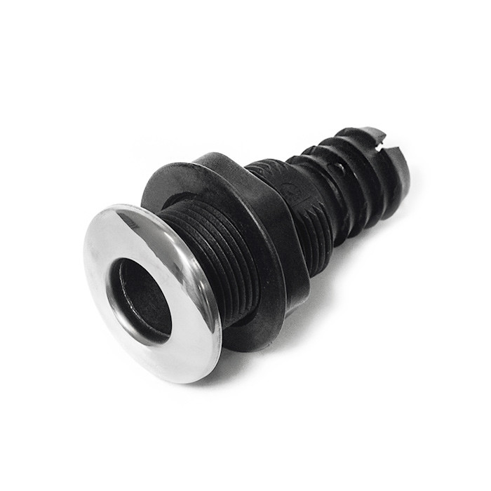 Стакан дренажный SUNFINE 25мм с нержавеющей накладкой, основание пластик, арт. SF20307-32-P,          SUNFINE MARINE 