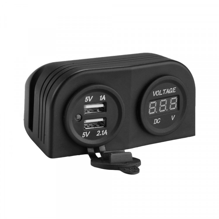 Разъем USB  5В 3.1А и цифровой вольтметр для крепления на приборную панель, SK-DS6-2023/4010-ts, арт. SK-DS6-2023/4010-ts,          Skipper 