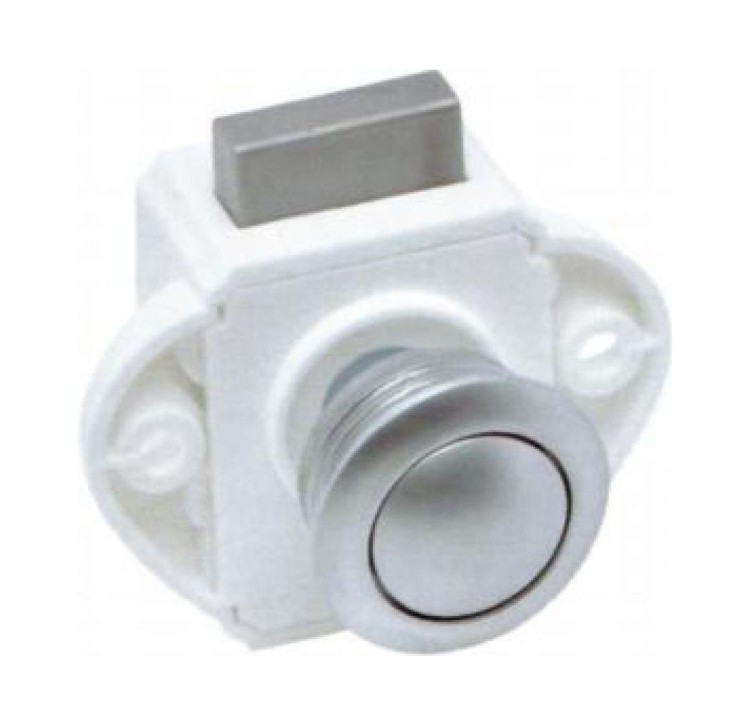 Замок дверной врезной, жемчуженый хром, белый корпус, D20мм, арт. BL02NWPC,          Marine Rocket 