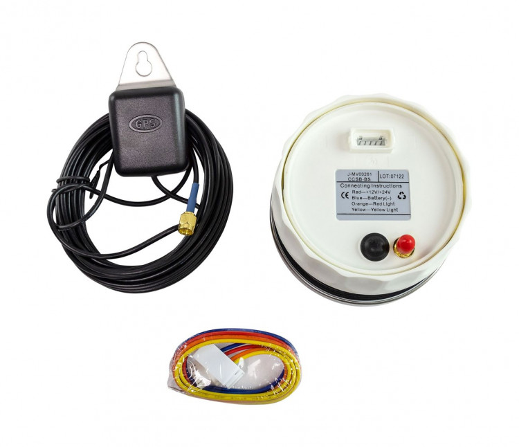 GPS-спидометр электронный, черный циферблат, нержавеющий ободок, выносная антенна, д. 85 мм, арт. SMDGPS002BSMR,          MARINE ROCKET 