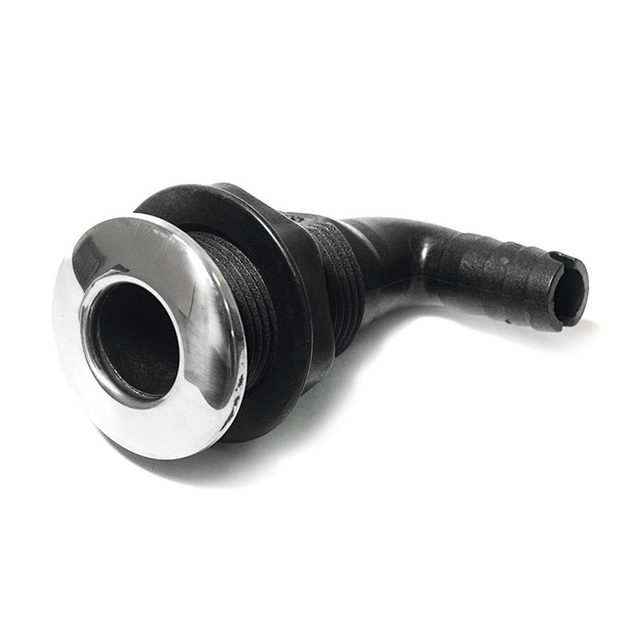 Стакан дренажный угловой SUNFINE 16мм с нержавеющей накладкой, основание пластик, арт. SF20308-12-P,          SUNFINE MARINE 