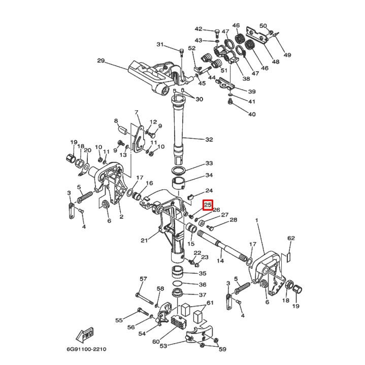 Пружина зажима хода поворота поворотной рамы двигателя Yamaha 6-50, F8-9.9 (90501-18M00) (Yamaha), арт. 90501-18M00,          YAMAHA 