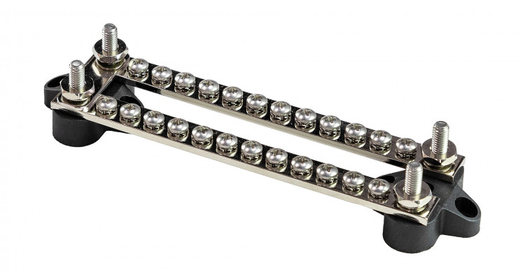 Колодка распределительная электромонтажная с защитной крышкой, 2 планки по 12 контактов, арт. BF422C12P,          Yih Sean 