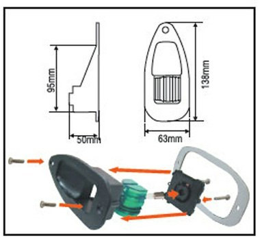 Огонь бортовой зеленый 138х63х50 мм черный корпус, арт. 30841,          Lalizas 