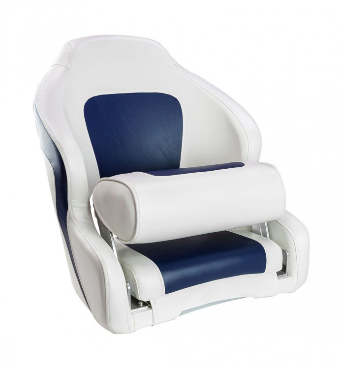 Кресло с болстером Delux Sport Flip Up, обивка винил, цвет белый/синий, арт. MR18004,          Marine Rocket 