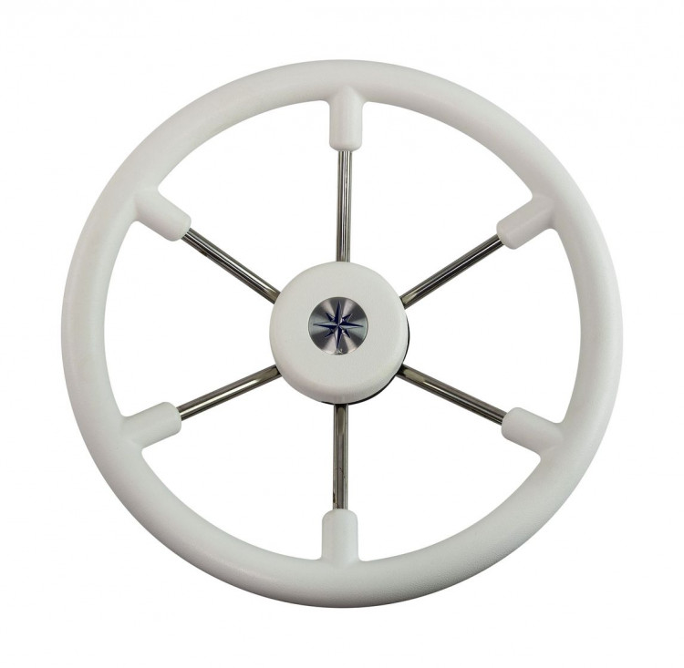 Рулевое колесо LEADER TANEGUM белый обод серебряные спицы д. 360 мм 
