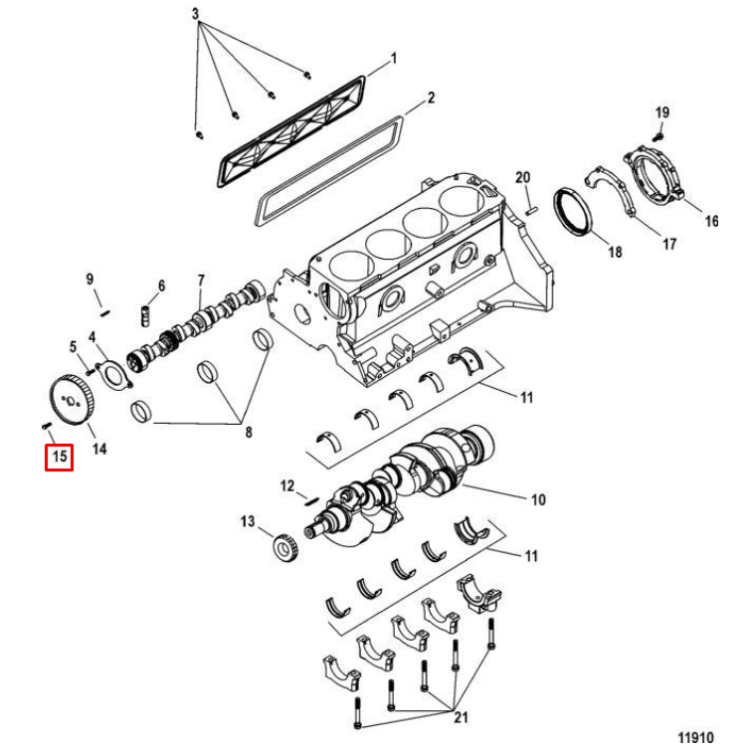 Болт стальной диам. 6 мм MERCRUISER ALPHA/BRAVO (Quicksilver), арт. 35366,          MERCURY 