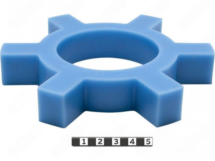 Вставка упругой муфты эластичная (звездочка) 158*76*25 , M87/синий , с отверстием, 6 лучей прямоугольной формы, арт. 33-01-1051-poly,          Полиуретан 