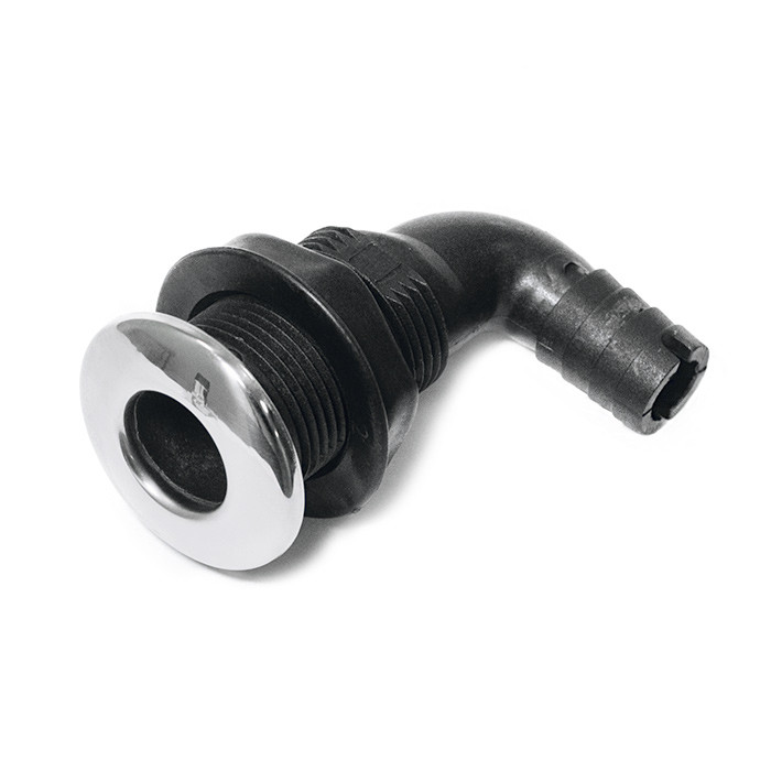 Стакан дренажный угловой SUNFINE 19мм с нержавеющей накладкой, основание пластик, арт. SF20308-22-P,          SUNFINE MARINE 