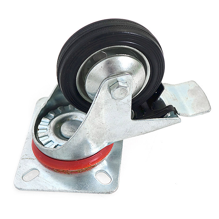 Колесо 80 мм на поворотном кронштейне с тормозом, арт. N182080DB,          KINGSENDER 