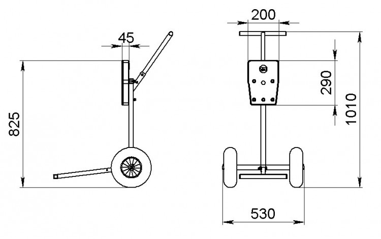 Тележка для ПЛМ (cъемная рукоятка), арт. 060126T,          Техномарин  Тележка для ПЛМ (cъемная рукоятка), арт. 060126T,          Техномарин