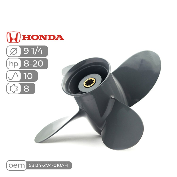 Винт гребной  Skipper для Honda 8-20HP алюминиевый, диаметр - 9 1/4", шаг 10", арт. SK58134-ZV4-010AH_Pack-ts,  