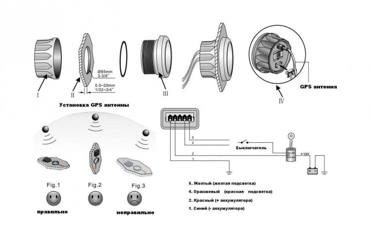 GPS-спидометр аналоговый 0-60 узлов, черный циферблат, нержавеющий ободок, выносная антенна, д. 85 мм, арт. SMAGPS060BSMR,          MARINE ROCKET 